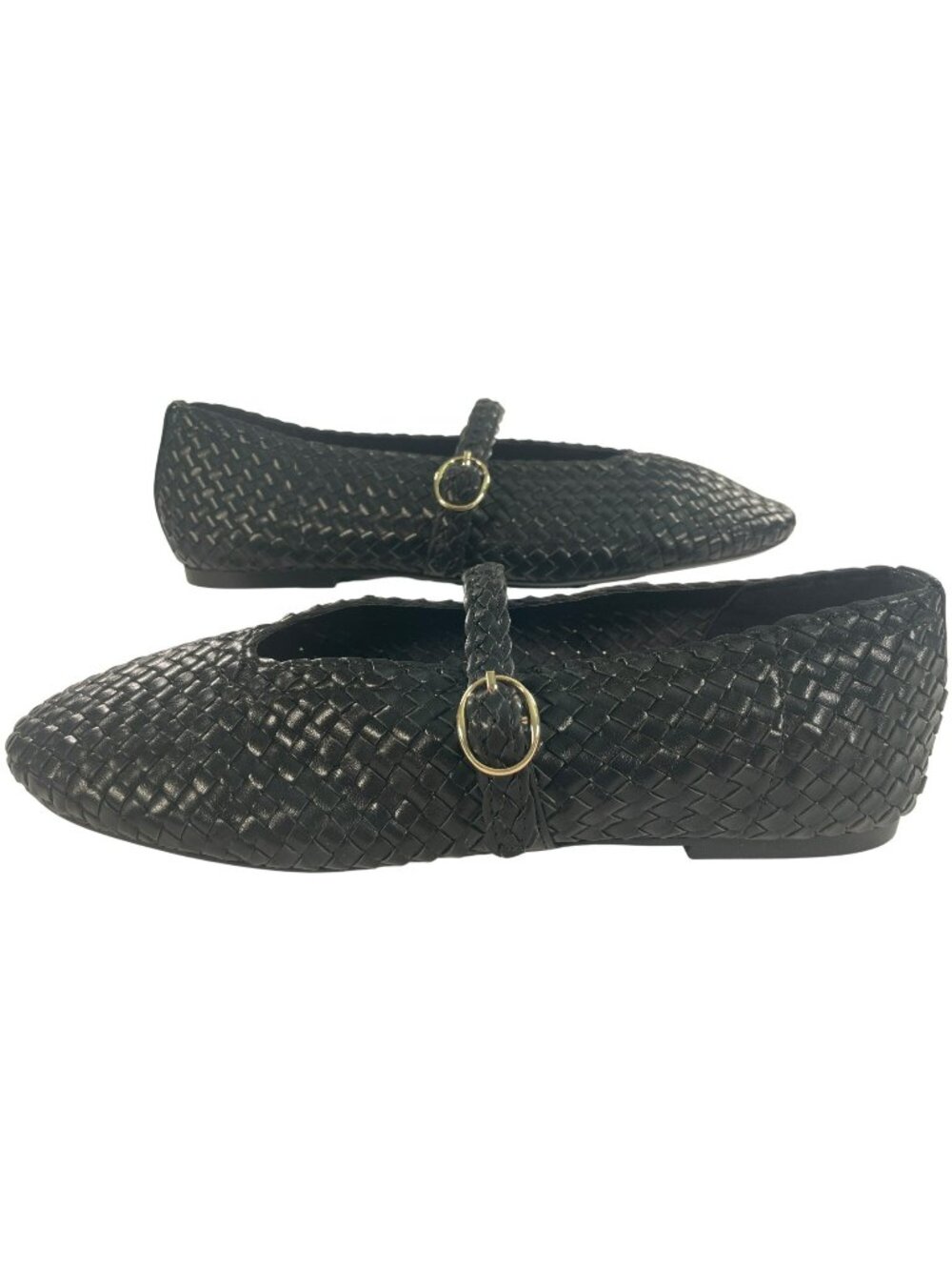 Cushionaire Bistro Black Woven Leather Mary Jane Flats Memory Foam Women's Sz 8 - Picture 1 of 11